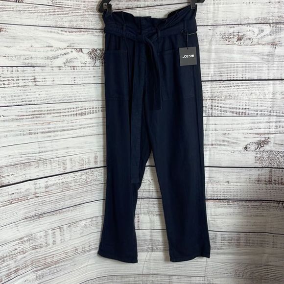 Joe’s pants Womens size 27 linen Cotton blend paper bag midnight high waisted - Picture 4 of 11